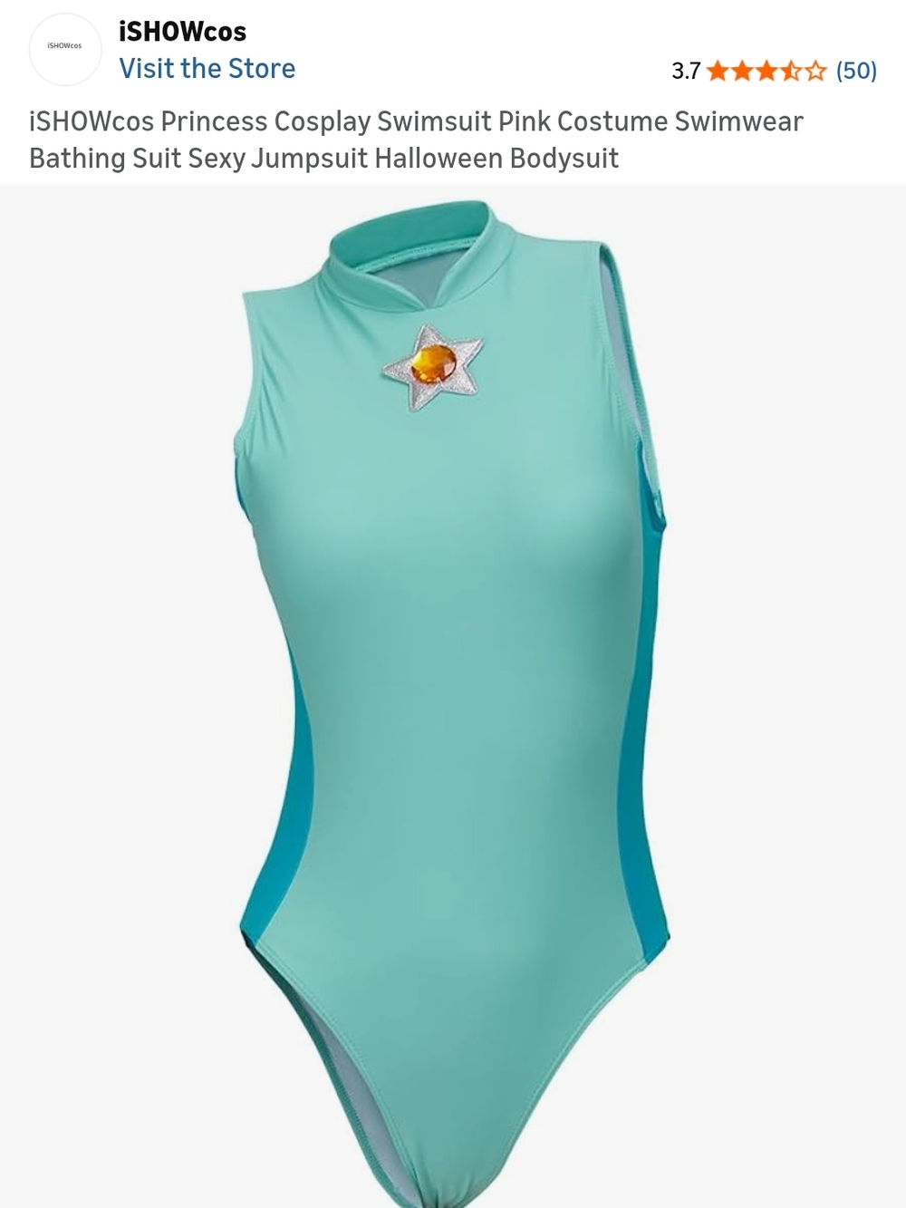 Women's Mint Green Sleeveless One-Piece Swimsuit - Star Accent